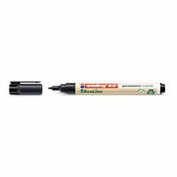 Edding 25 EcoLine, Noir, Pointe ogive, Polypropylène (PP), Moyen, 1 mm, Carton, Verre, Cuir, Métal, Papier, Plastique, Bois