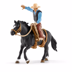 schleich Farm World Selle Western Avec Un Cowboy, 3 an(s), Noir, Bleu, Marron, Plastique