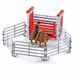 schleich Farm Life Rodéo Avec Un Cowboy, 3 an(s), Marron, Gris, Rouge