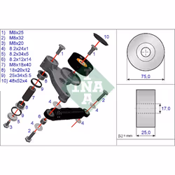 Kit de réparation, bras de serrage - courroie trapézoïdale INA 533 0118 10