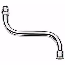 Bec de rechange en forme de S pour mitigeur mural de cuisine rotatif avec mousseur filetage M22x1 longueur : 150 mm matériau ...