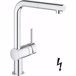 Mitigeur de cuisine avec bec haut sortie L montage monotrou GROHE StarLight finition GROHE SilkMove cartouche céramique 46 mm ...