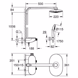 GROHE Rainshower System SmartControl 360 DUO système de douche 2 tête(s) Chrome