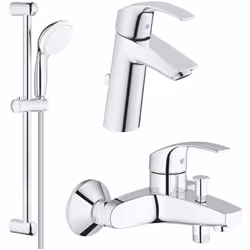 PACK SALLE DE BAIN GROHE EUROSMART Composé : Mitigeur lavabo taille M Mitigeur bain et douche Eurosmart Une douchette à main ...