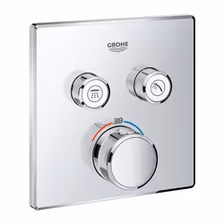 GROHE THERMOSTATIQUE POUR INSTALLATION ENCASTRÉE 2 SORTIES, Baignoire et douche, Vannes rotatives, Métal, Chrome