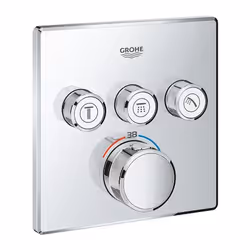 GROHE THERMOSTATIQUE POUR INSTALLATION ENCASTRÉE 3 SORTIES, Baignoire et douche, Vannes rotatives, Acier, Chrome