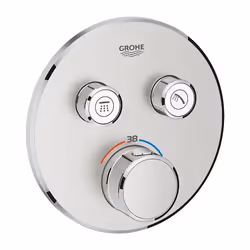 GROHE THERMOSTATIQUE POUR INSTALLATION ENCASTRÉE 2 SORTIES, Baignoire et douche, Vannes rotatives, Acier, Acier