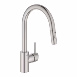 GROHE Concetto, Vers le haut, Acier inoxydable, Poignées de levier, Unique, Type U, Vitrocéramique