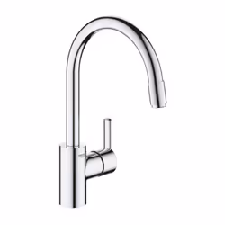 Mitigeur évier FEEL GROHE 30185002 bec col de cygne pivotant - chrome : Bec haut Monotrou sur plage GROHE SilkMove Cartouche  ...