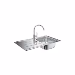 Se compose de : 1 x évier en acier inox K200 avec égouttoir (Grohe N° de fabricant: 31552SD0) - Réversible - Largeur meuble s ...