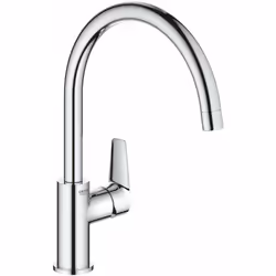 Mitigeur de cuisine bec haut montage monotrou sur plage GROHE Longlife 28 mm cartouche en céramique GROHE StarLight finition  ...