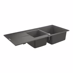 GROHE K400, Evier à poser, Rectangulaire, Composite de quartz, Gris, 2 bols, Rectangulaire
