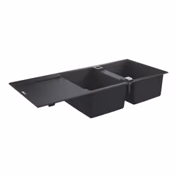 GROHE K500, Evier à poser, Rectangulaire, Composite de quartz, Noir, 2 bols, Rectangulaire