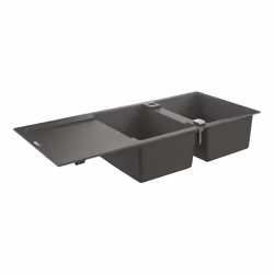 GROHE K500, Evier à poser, Rectangulaire, Composite de quartz, Gris, 2 bols, Rectangulaire