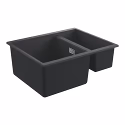 GROHE K500, Evier à poser, Rectangulaire, Composite de quartz, Noir, 2 bols, Rectangulaire