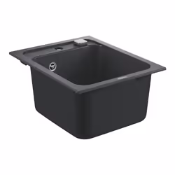 GROHE 31650AP0, Evier à poser, Rectangulaire, Composite de quartz, Noir, 1 bols, Rectangulaire