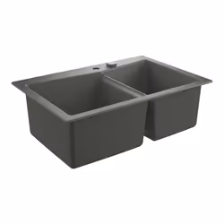 GROHE K700, Evier à poser, Rectangulaire, Composite de quartz, Gris, 2 bols, 407 x 439 mm