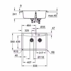 GROHE K700 Evier à poser Rectangulaire Composite de quartz