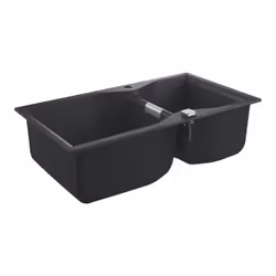 GROHE K700, Evier à poser, Rectangulaire, Composite de quartz, Noir, 2 bols, 465 x 443 mm
