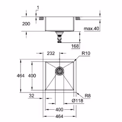 GROHE K700 45-S Evier encastré Carré Acier inoxydable