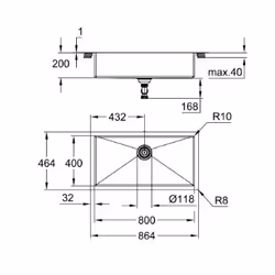 GROHE K700 90-S Evier encastré Rectangulaire Acier inoxydable