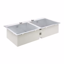 GROHE K800 120-S, Evier à poser, Rectangulaire, Acier inoxydable, Acier inoxydable, 2 bols, Rectangulaire