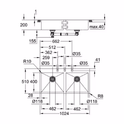 GROHE K800 120-S Evier à poser Rectangulaire Acier inoxydable