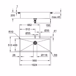 GROHE K800 120-S Evier à poser Rectangulaire Acier inoxydable