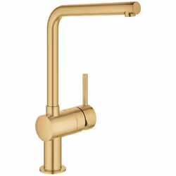 Mitigeur d’évier bec en L montage monotrou GROHE PVD surface GROHE SilkMove cartouche en céramique 46 mm limiteur de débit aj ...