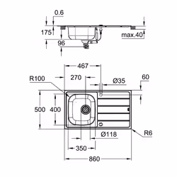 GROHE K200 Evier à poser Rectangulaire Acier inoxydable - Vue supplémentaire 4