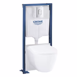 Ce pack WC suspendu 5-EN-1 Grohe Essence sans bride vous permet de faire le choix d'une cuvette suspendu sans bride robuste p ...