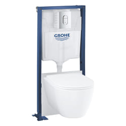 Grohe - Pack wc suspendu sans bride Essence + abattant + plaque chromée + bâti