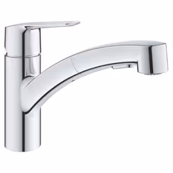 Caractéristiques du mitigeur cuisine 1/2' à bec bas avec double douchette, Grohe Start, chrome (G30381001) : Bec bas Installa ...