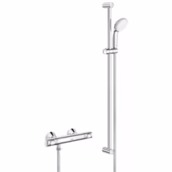 Caractéristiques de la colonne de douche thermostatique 1/2' + douchette à main, Grohe Precision Flow, chrome (G34805000) : M ...