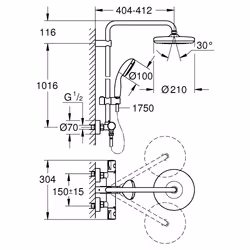 GROHE Tempesta System 210 système de douche Chrome
