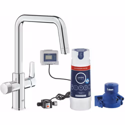 Grohe Blue Pure Start mitigeur évier avec fonction de filtrage + Kit de démarrage avec filtre Ultrasafe, chrome (G30594000)