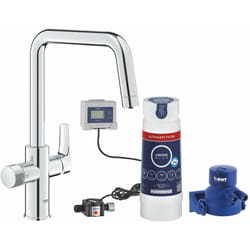 Grohe Blue Pure Start mitigeur évier avec fonction de filtrage + Kit de démarrage avec filtre Ultrasafe, chrome (G30594000)