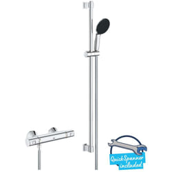 Grohe - Démarrage de précision QuickFix - Set de douche avec mitigeur thermostatique, chrome 34854001