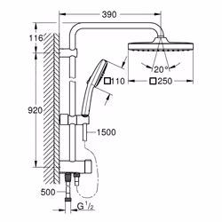 GROHE Vitalio Comfort 250 système de douche Chrome - Vue supplémentaire 5