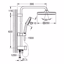 GROHE Vitalio Comfort 250 système de douche Chrome - Vue supplémentaire 5