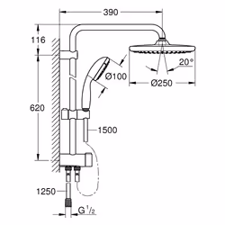 GROHE Vitalio Start System 250 système de douche Noir - Vue supplémentaire 5
