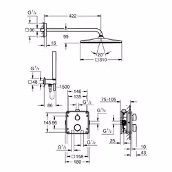 GROHE Precision Thermostatique système de douche Chrome - Vue supplémentaire 4