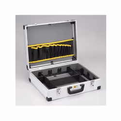 Dim. 42.5 x 32.5 x 13 cm Fermeture à étrier en acier Robustes et verrouillables Compartimentage personnalisé Plateau porte ou ...