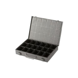 Caisse à outils en métal 18 compartiments avec plateau en plastique amovible gris - Allit
