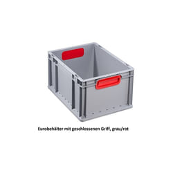 Allit - 456710 422 bac euro poignées fermée, 400 x 300 x 220 mm, gris/rouge