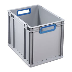 Allit - Conteneur de transport gerbables L400xl300xH320 mm gris pp poignée ouverte bleu parois latérales fermées
