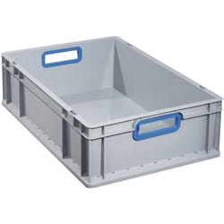 Allit - Conteneur de transport gerbables L600xl400xH170 mm gris pp poignée ouverte bleu parois latérales fermées