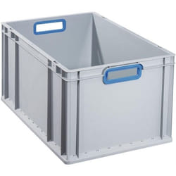 Allit - Conteneur de transport gerbables L600xl400xH320 mm gris pp poignée ouverte bleu parois latérales fermées