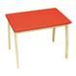 Table pour enfants en bois massif - ROBA - 56 x 76 x 52 cm - Rouge - Naturel