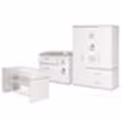 Ensemble de mobilier pour bébé ROBA Moritz - Lit 70x140 + Commode à Langer + Armoire - Blanc